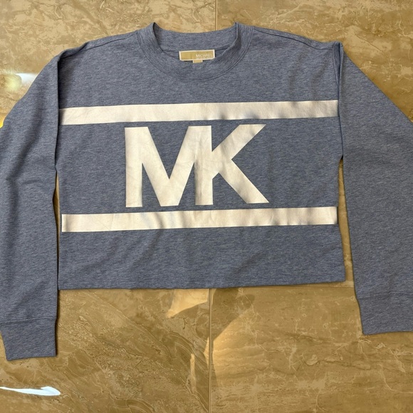 Michael Kors Chambray Blue/Silver Logo Lightweight Cropped long sleeve. NWT - Picture 6 of 8